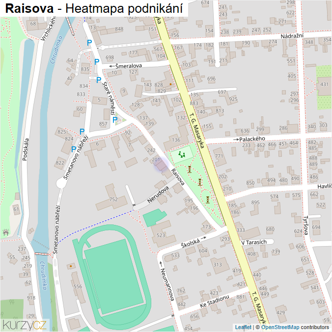 Mapa Raisova - Firmy v ulici.