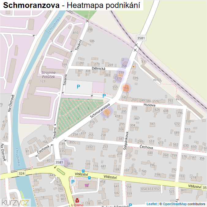 Mapa Schmoranzova - Firmy v ulici.