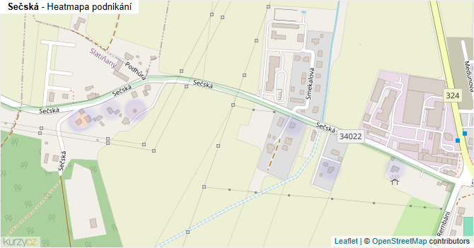 Sečská - mapa podnikání