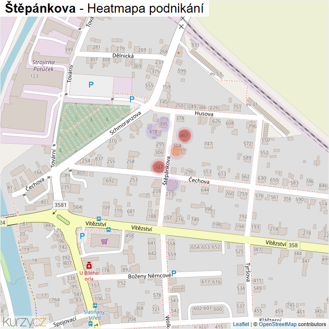 Mapa Štěpánkova - Firmy v ulici.