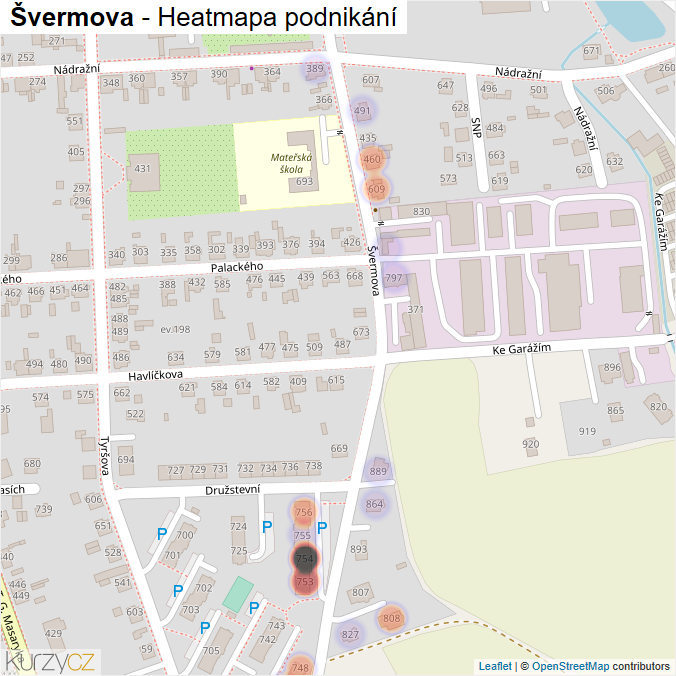 Mapa Švermova - Firmy v ulici.