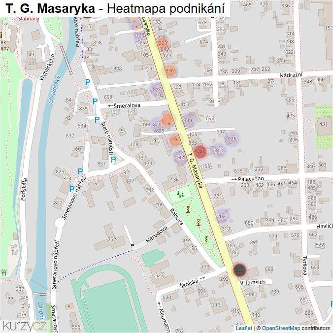 Mapa T. G. Masaryka - Firmy v ulici.