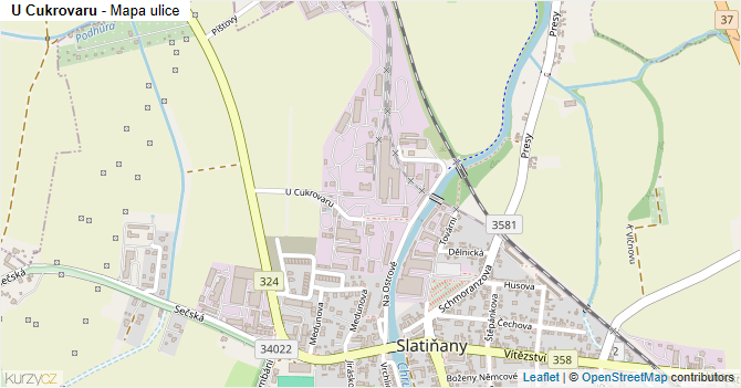 U Cukrovaru - mapa ulice