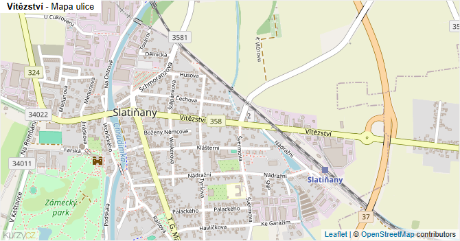Vítězství - mapa ulice