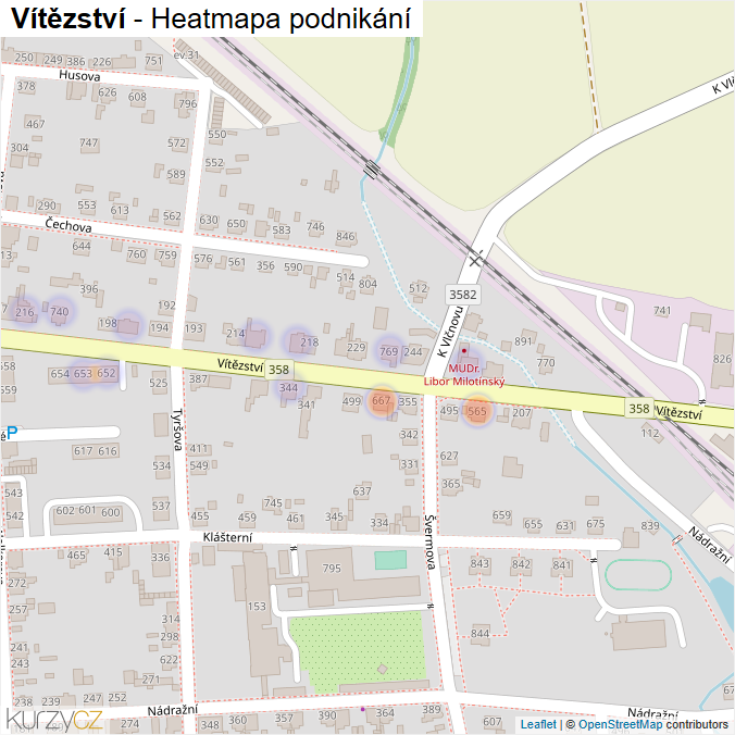 Mapa Vítězství - Firmy v ulici.