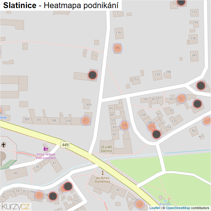 Mapa Slatinice - Firmy v obci.
