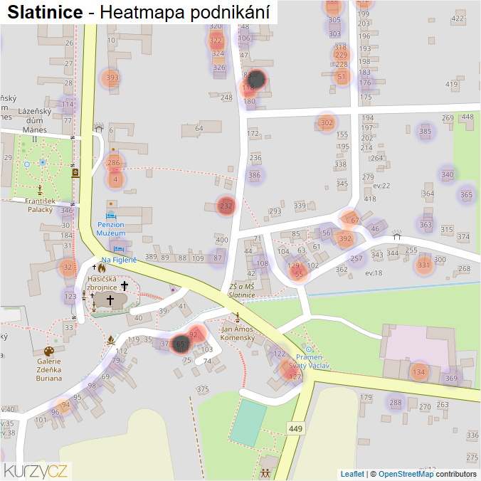 Mapa Slatinice - Firmy v části obce.