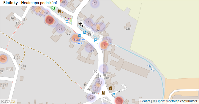 Slatinky - mapa podnikání