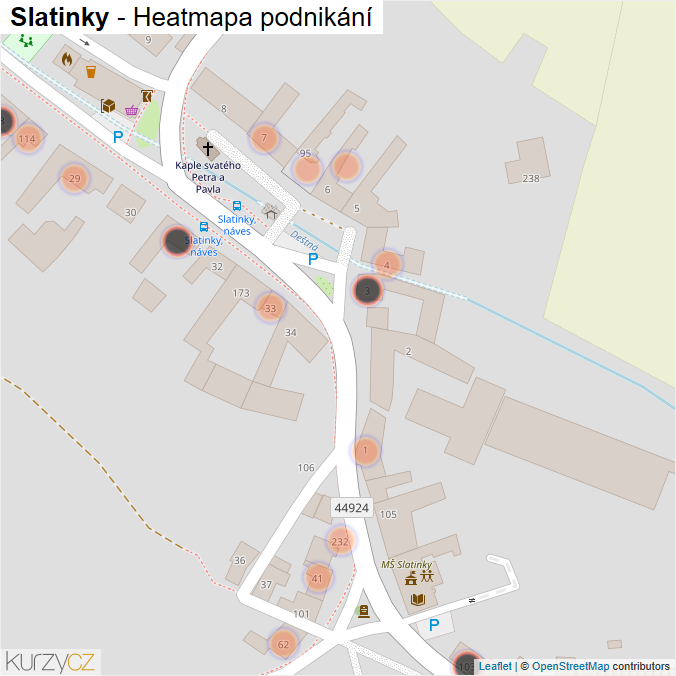Mapa Slatinky - Firmy v obci.