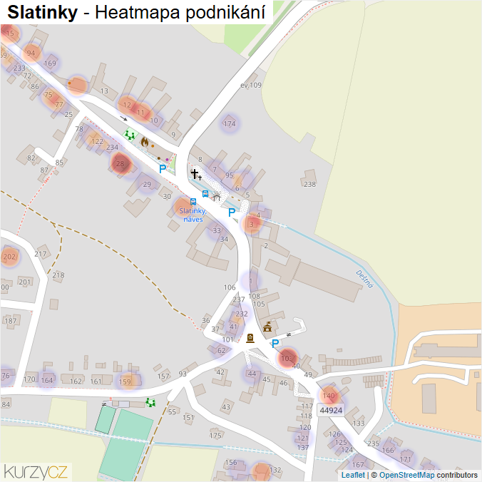 Mapa Slatinky - Firmy v části obce.