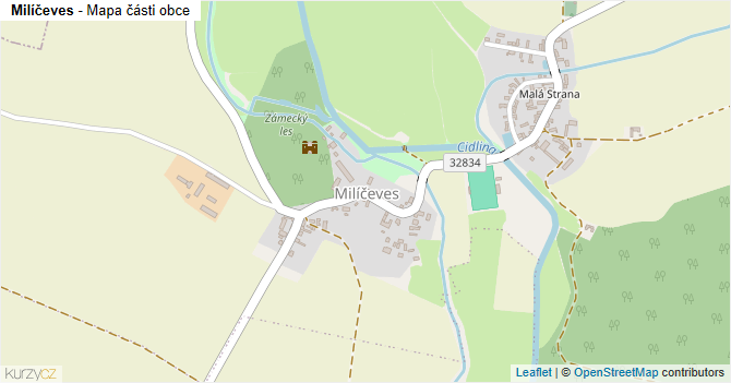 Milíčeves - mapa části obce