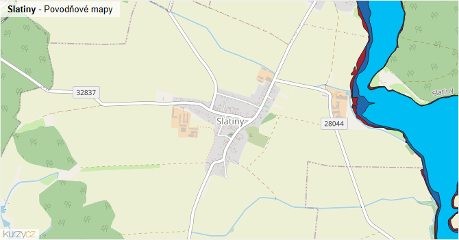 Slatiny - záplavové mapy stoleté vody