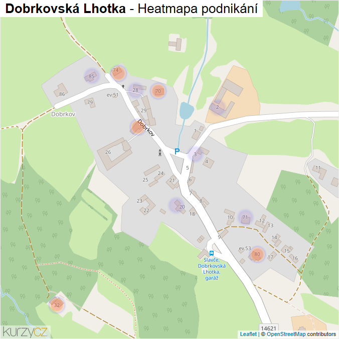 Mapa Dobrkovská Lhotka - Firmy v části obce.