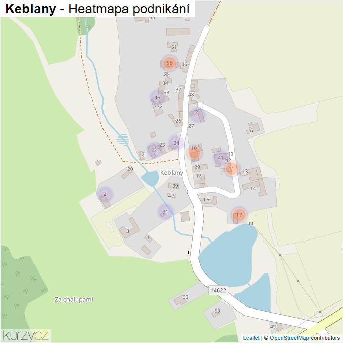 Mapa Keblany - Firmy v části obce.
