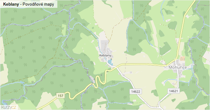 Keblany - záplavové mapy stoleté vody