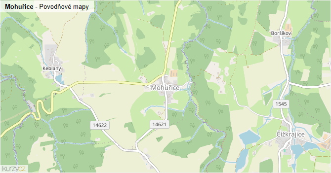 Mohuřice - záplavové mapy stoleté vody