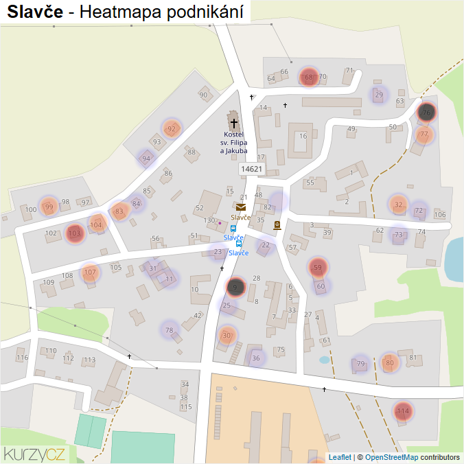 Mapa Slavče - Firmy v části obce.