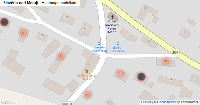 Slavětín nad Metují - mapa podnikání