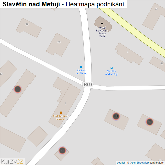 Mapa Slavětín nad Metují - Firmy v obci.