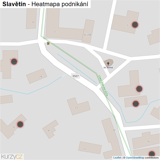 Mapa Slavětín - Firmy v obci.