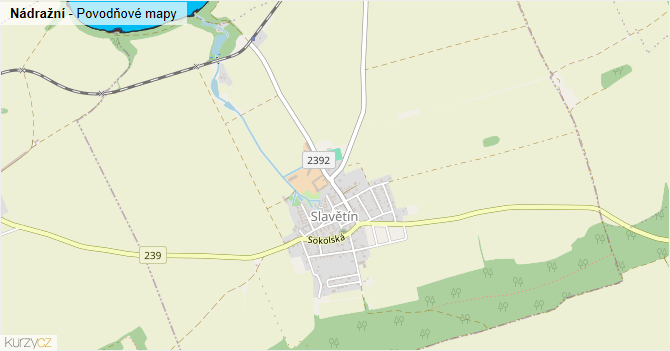 Nádražní - záplavové mapy stoleté vody
