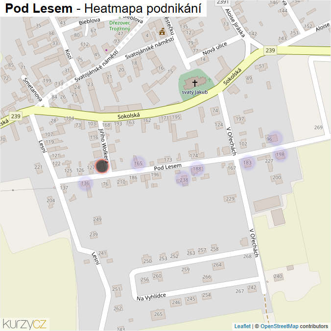 Mapa Pod Lesem - Firmy v ulici.