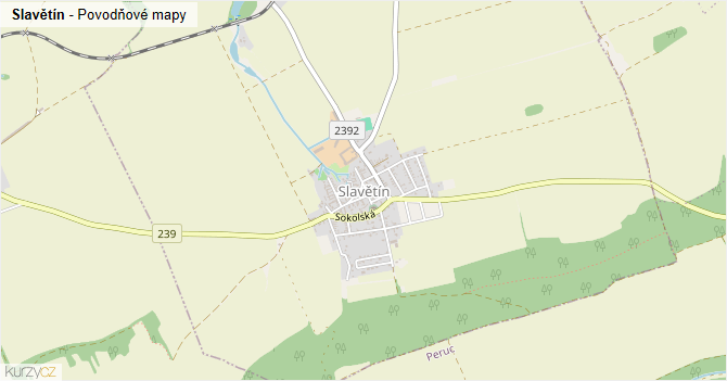 Slavětín - záplavové mapy stoleté vody