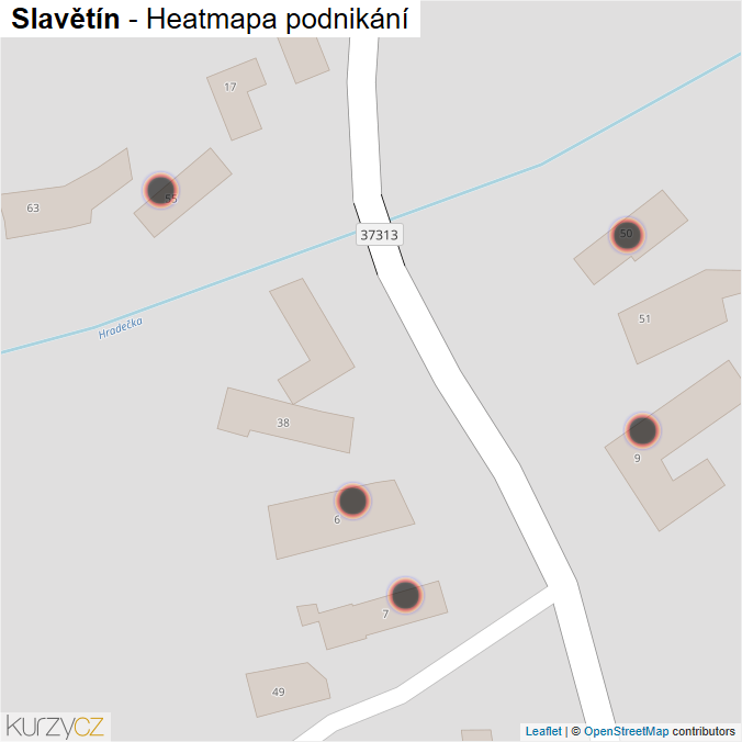 Mapa Slavětín - Firmy v obci.