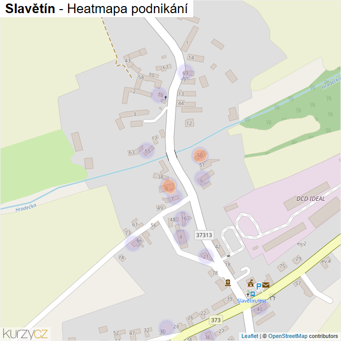 Mapa Slavětín - Firmy v části obce.