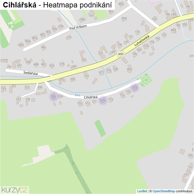 Mapa Cihlářská - Firmy v ulici.