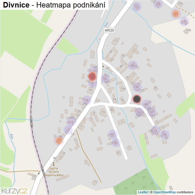 Mapa Divnice - Firmy v části obce.