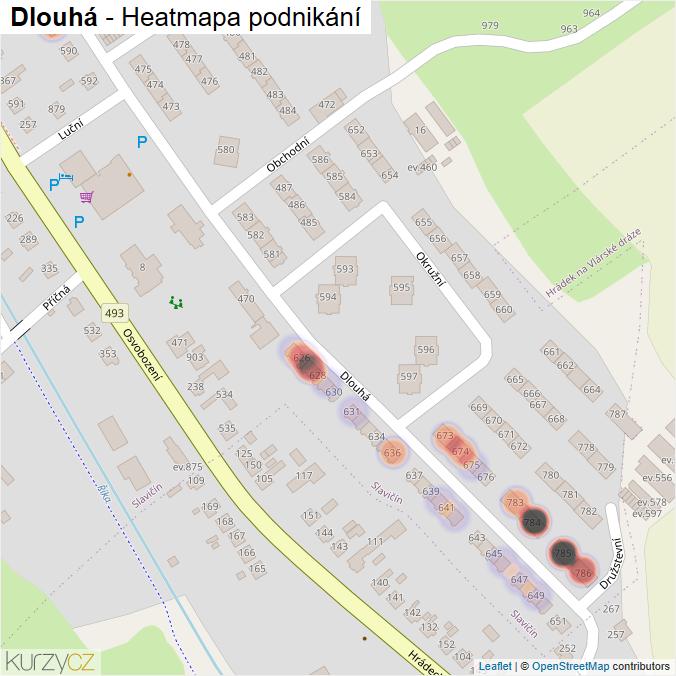 Mapa Dlouhá - Firmy v ulici.
