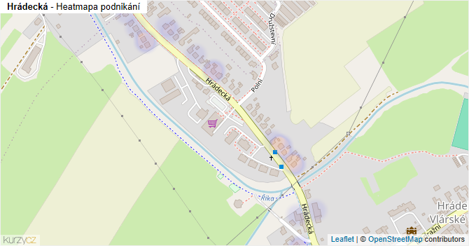 Hrádecká - mapa podnikání