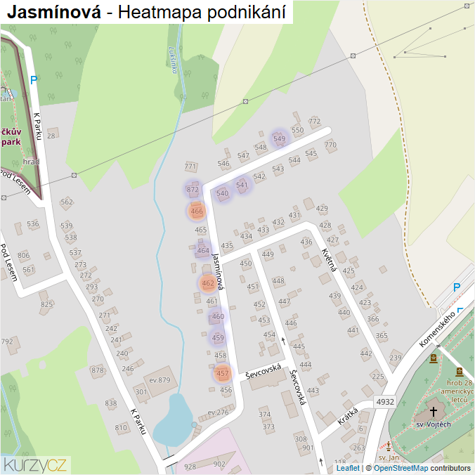 Mapa Jasmínová - Firmy v ulici.