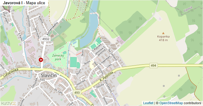 Javorová I - mapa ulice
