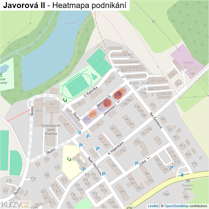 Mapa Javorová II - Firmy v ulici.