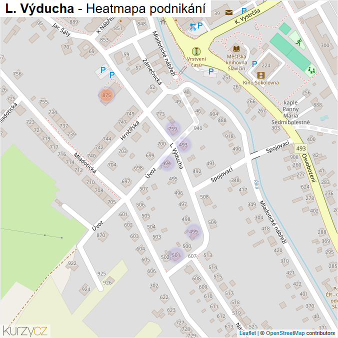 Mapa L. Výducha - Firmy v ulici.