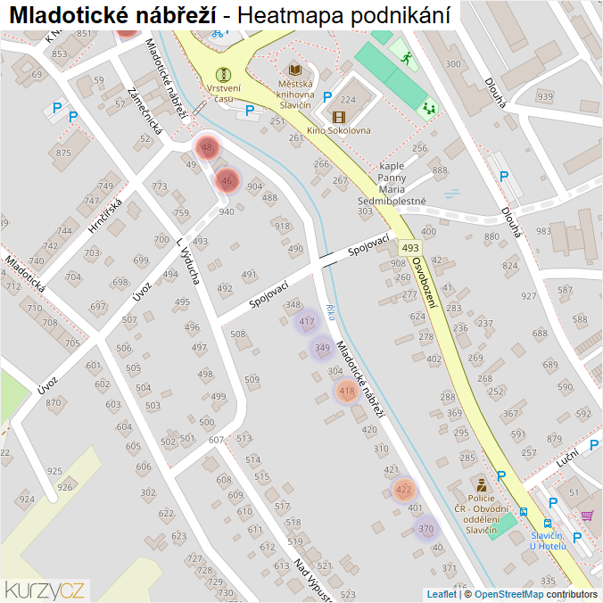 Mapa Mladotické nábřeží - Firmy v ulici.