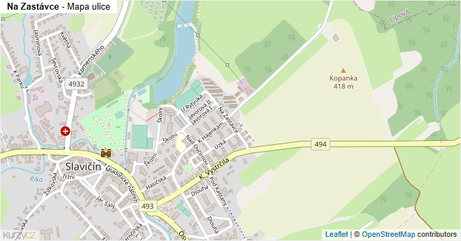 Na Zastávce - mapa ulice