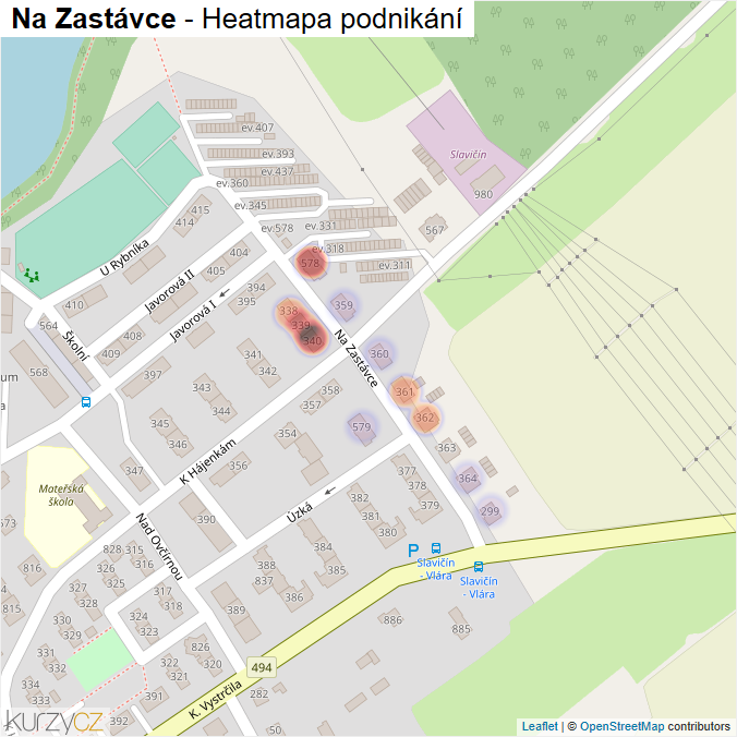 Mapa Na Zastávce - Firmy v ulici.