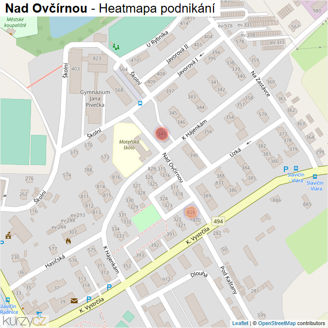 Mapa Nad Ovčírnou - Firmy v ulici.