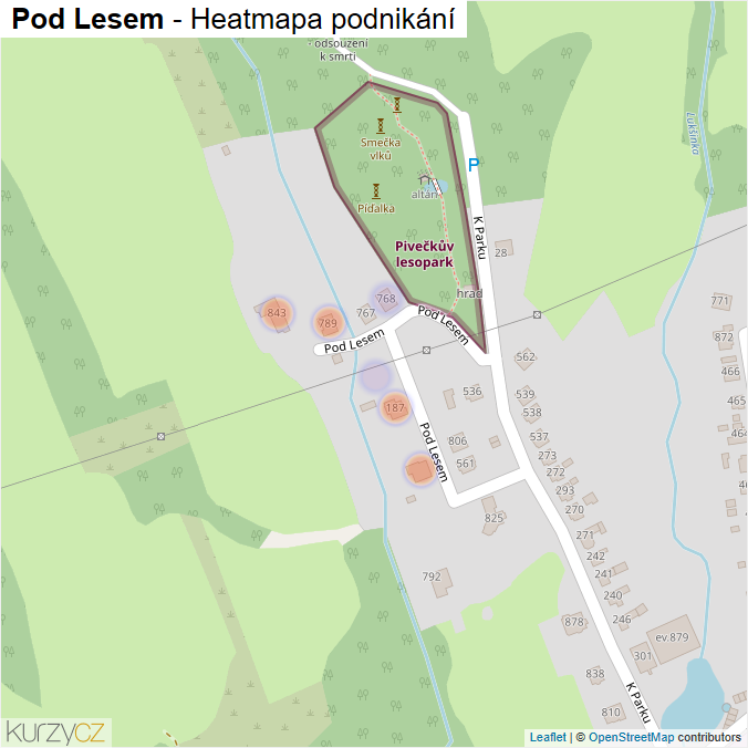 Mapa Pod Lesem - Firmy v ulici.