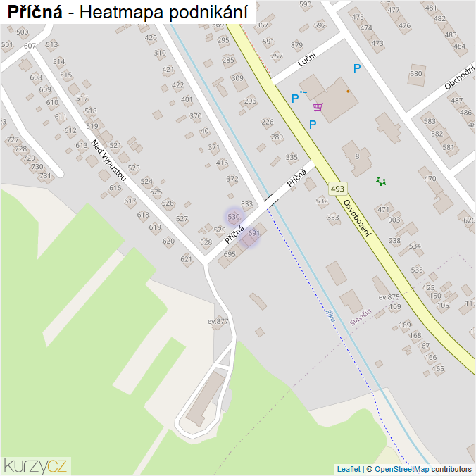 Mapa Příčná - Firmy v ulici.