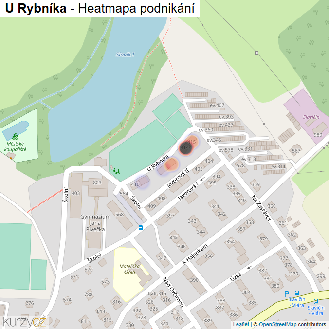 Mapa U Rybníka - Firmy v ulici.