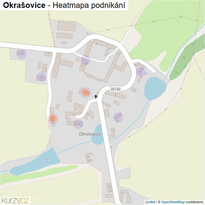 Mapa Okrašovice - Firmy v části obce.