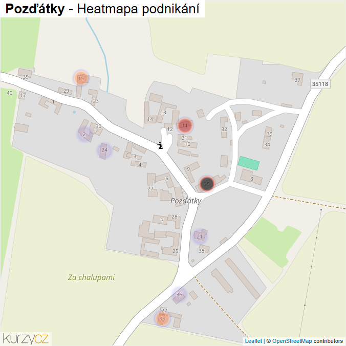 Mapa Pozďátky - Firmy v části obce.