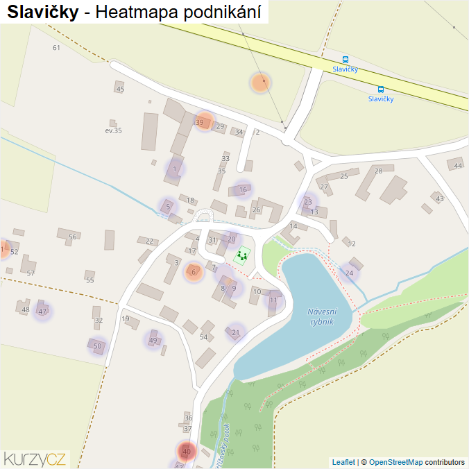 Mapa Slavičky - Firmy v části obce.