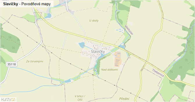 Slavičky - záplavové mapy stoleté vody