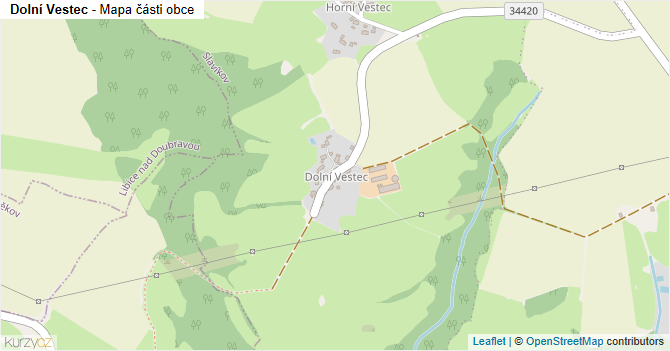 Dolní Vestec - mapa části obce
