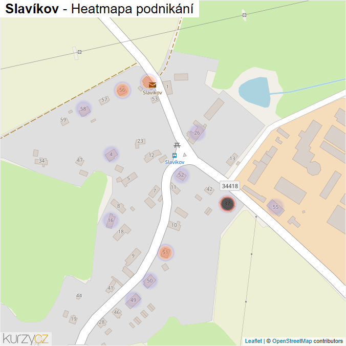 Mapa Slavíkov - Firmy v části obce.